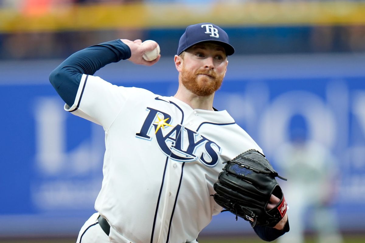 Tampa Bay Rays pitcher Drew Rasmussen delivers to the Boston Red Sox during the first inning of a baseball game Wednesday, June 10, 2026, in St. Petersburg, Fla. (AP Photo/Chris O'Meara)