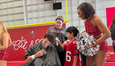 Bucs hold “Cut and Color” event to benefit the National Pediatric Cancer Foundation