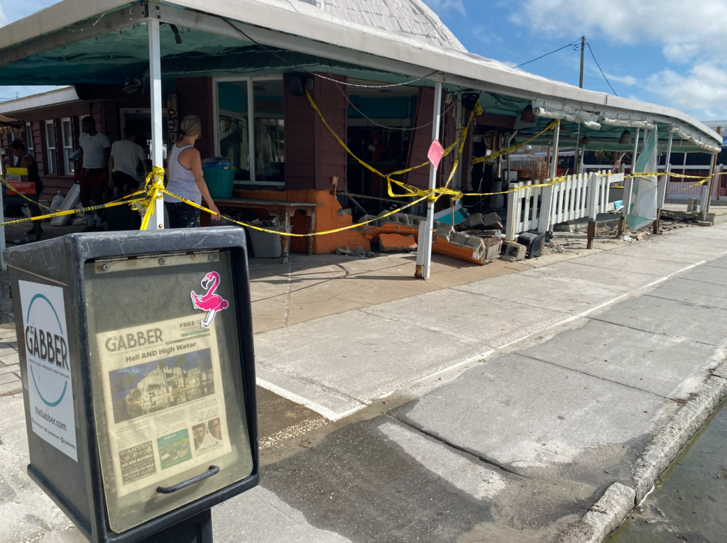 The Gabber newspapers in Gulfport after hurricane Helene. Photo by Sean Kinane.