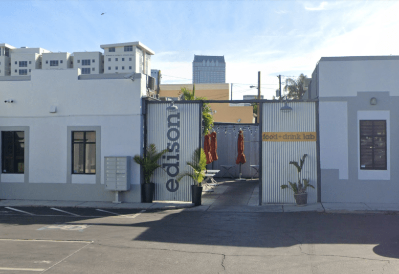 The main entrance to Edison Food and Drink Lab in South Tampa