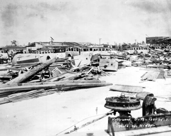 Damage in Hollywood after the Great Miami Hurricane of 1926.