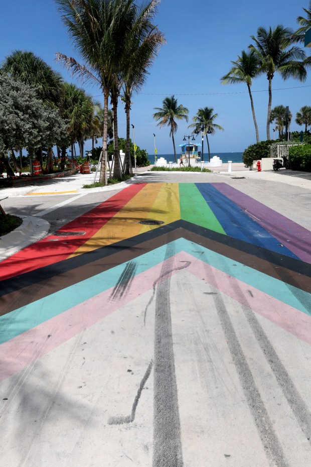 Rainbow street art as seen on Sebastian Street in Fort Lauderdale on June 2. (Mike Stocker/South Florida Sun Sentinel)