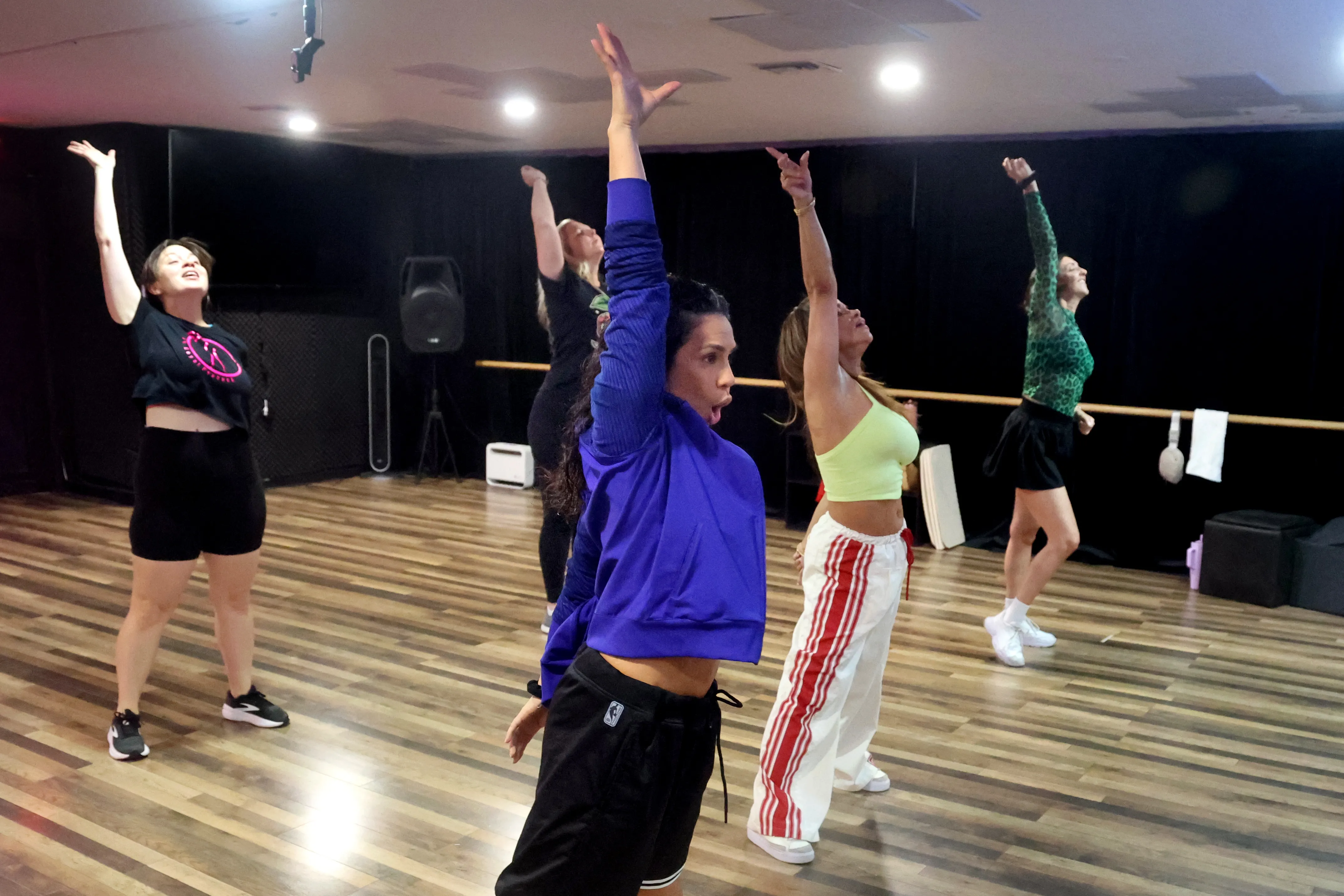 Instructor Adelicia Villagaray teaches the dance to Shakira's 2026 FIFA...