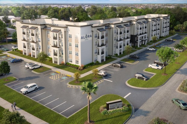 NRP Contractors broke ground last week on the 88-unit Alora Lofts affordable housing community in Kissimmee. (Rendering by FK Architecture)