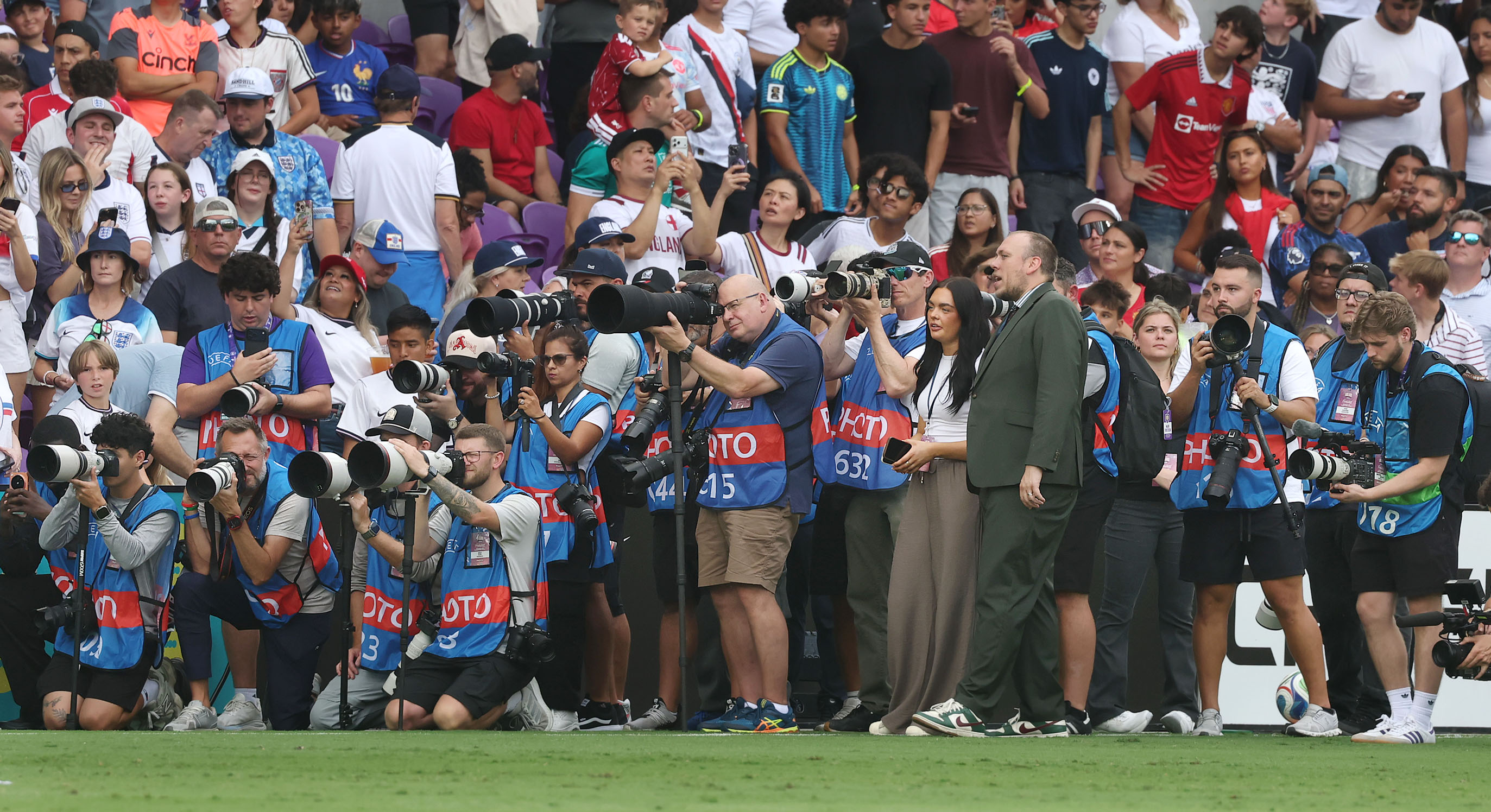 Photographers line up before the England versus Costa Rica pre-World...