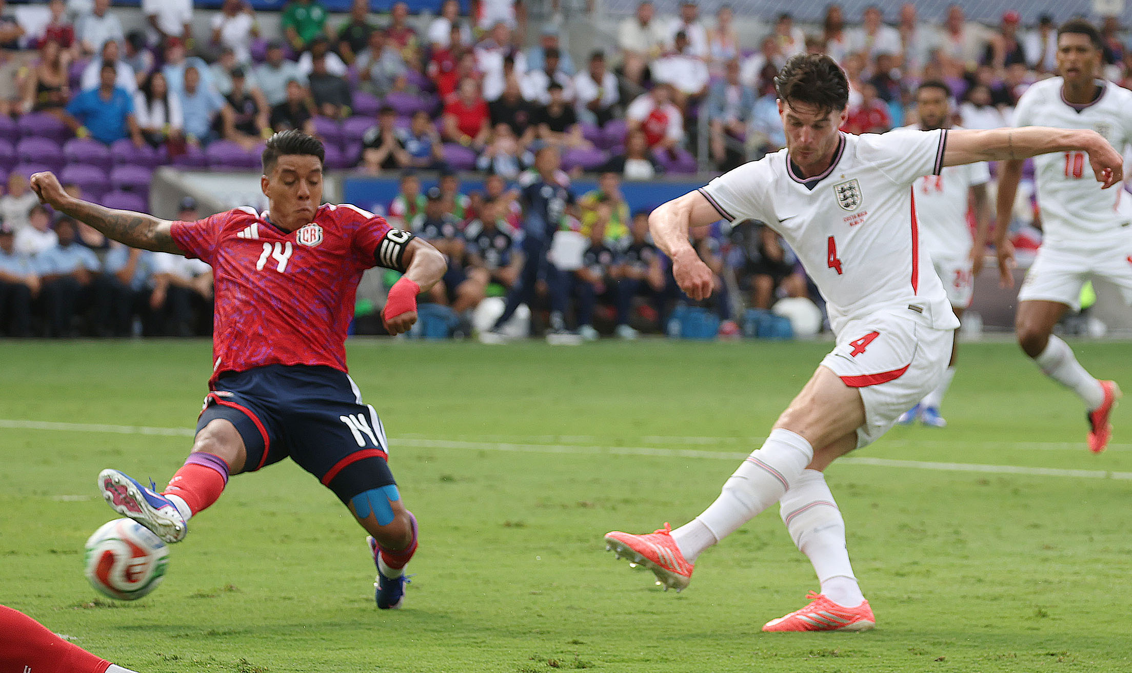 England player Declan Rice (4) scores a goal past Costa...