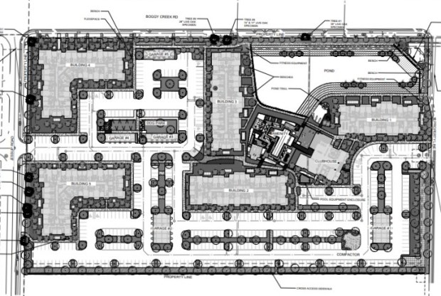 Next up at Tyson Ranch on Boggy Creek Road is West Nona Village, a 307-unit apartment complex. (Courtesy Dix.Hite)