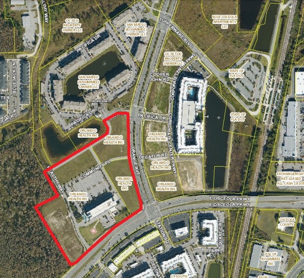 The new acute care hospital will be developed on land adjacent to the existing emergency room and medical pavilion that was purchased in 2019. (Osceola County Property Appraiser)