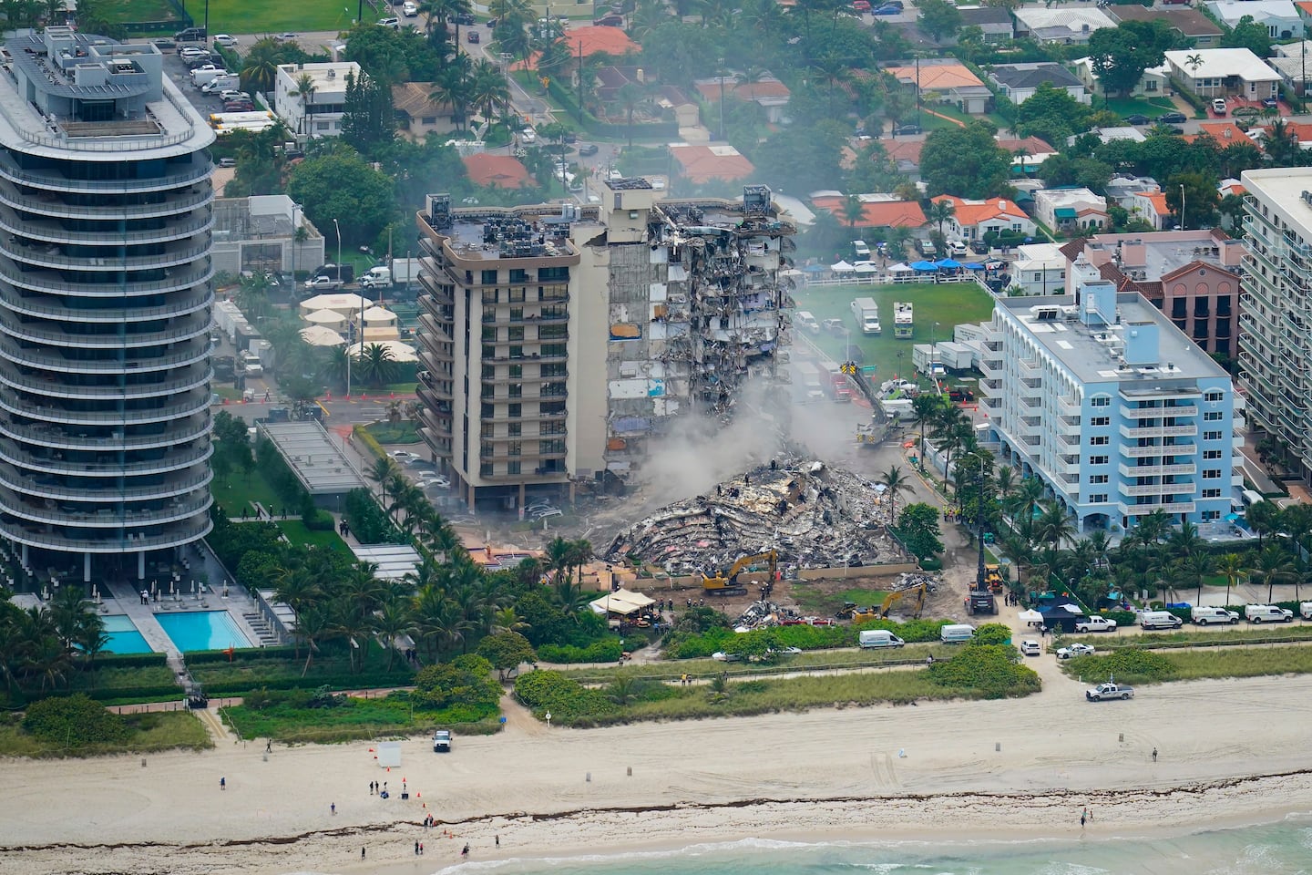 Rescue personnel worked in the rubble at the Champlain Towers South Condo on June 25, 2021, in Surfside, Fla., near Miami.