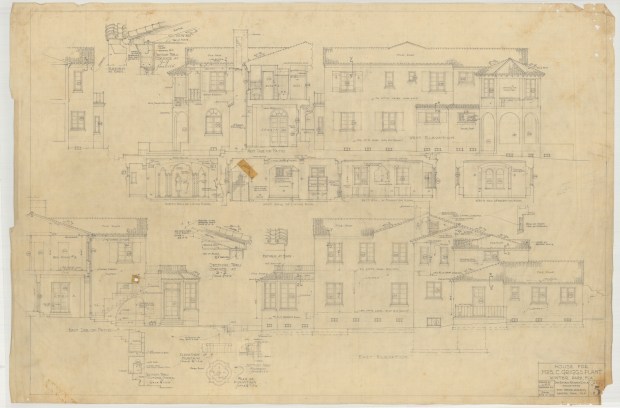These plans for Merrywood in Winter Park were hand drawn by the city's most famous architect, James Gamble Rogers II. Merrywood, the largest home Rogers designed, appears headed for demolition in the coming months. The owners of the house at 1020 Palmer Avenue built in 1939 want to raze it and sell the land. An almost yearlong effort by the community to find a buyer who would preserve it have been unsuccessful. (Image courtesy of Betsy Rogers Owens)
