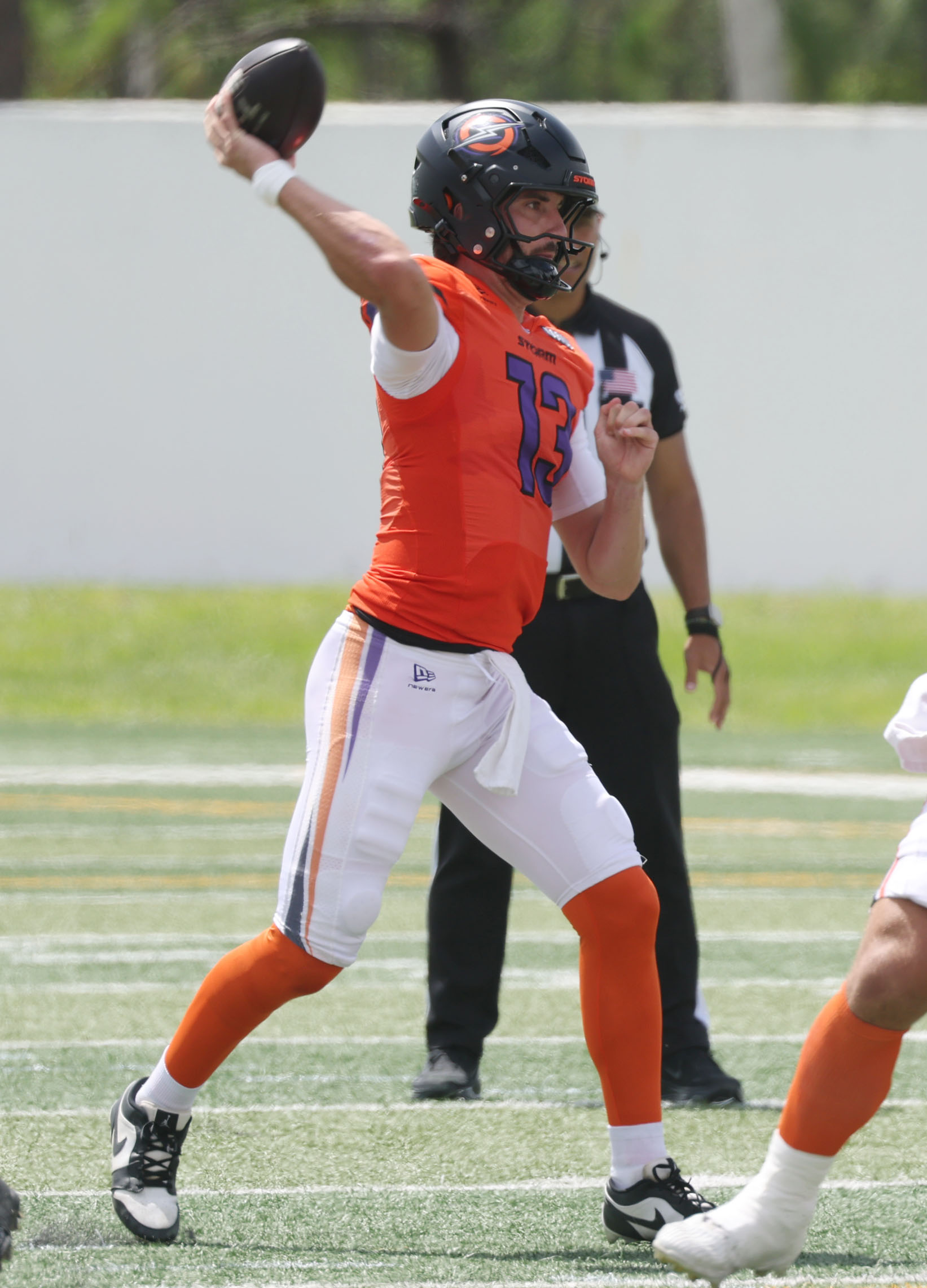 Storm quarterback Jack Plummer throws during the Orlando Storm versus...