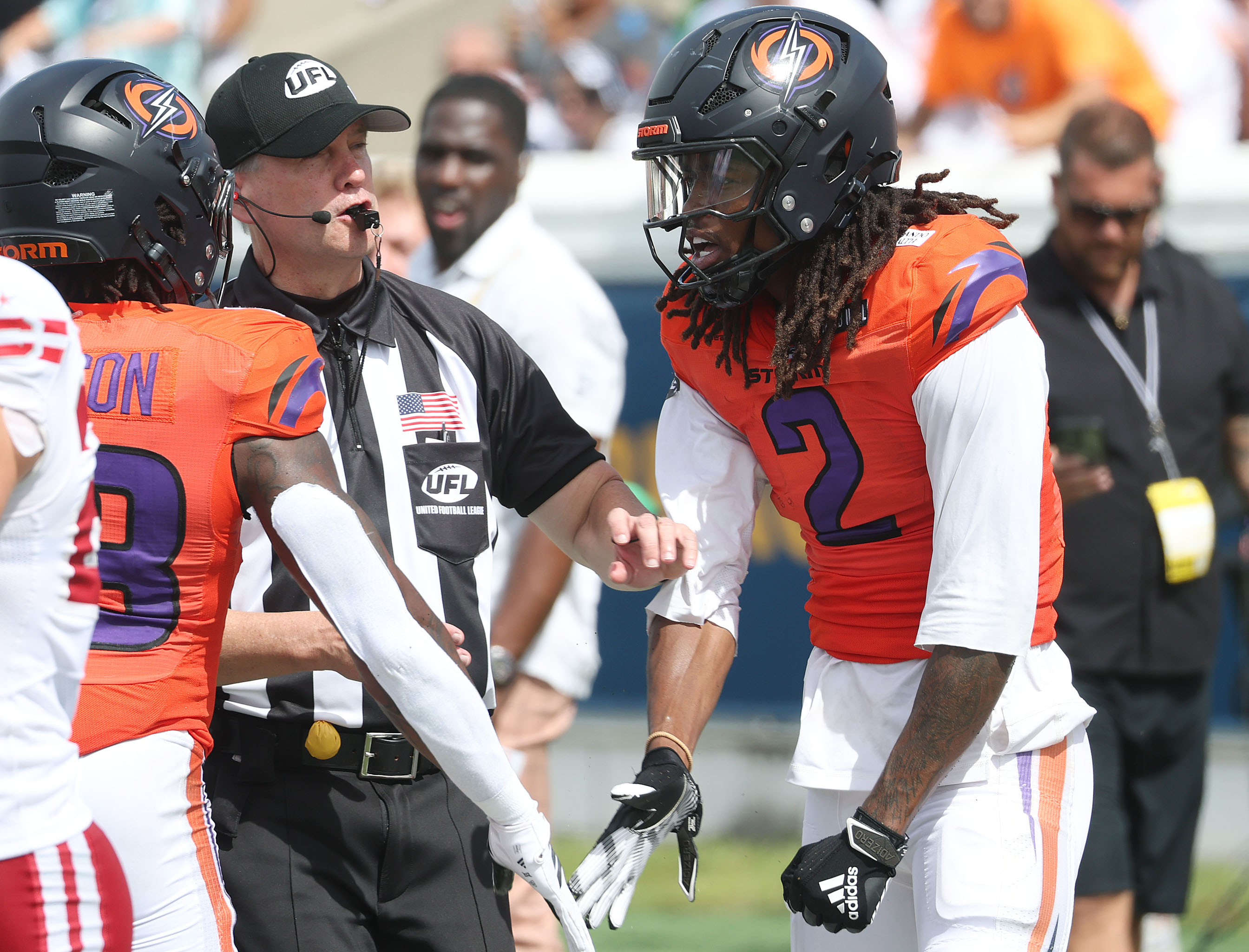 Storm receiver Elijhah Badger (2) reacts during the Orlando Storm...