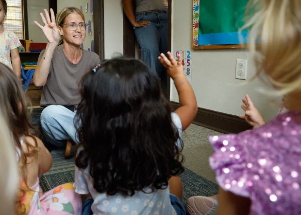 Pre-K teacher Tara Baeli leads a song during a counting lesson with preschoolers at Hyer Street Preschool in Orlando on Wednesday, June 10, 2026. (Rich Pope/Orlando Sentinel)