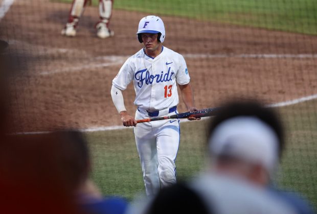 Florida first baseman Landon Stripling and the Gators season ended in the NCAA Regional against Troy despite entering as the nation's No. 8 seed. (Hannah White / UF's University Athletics Association)