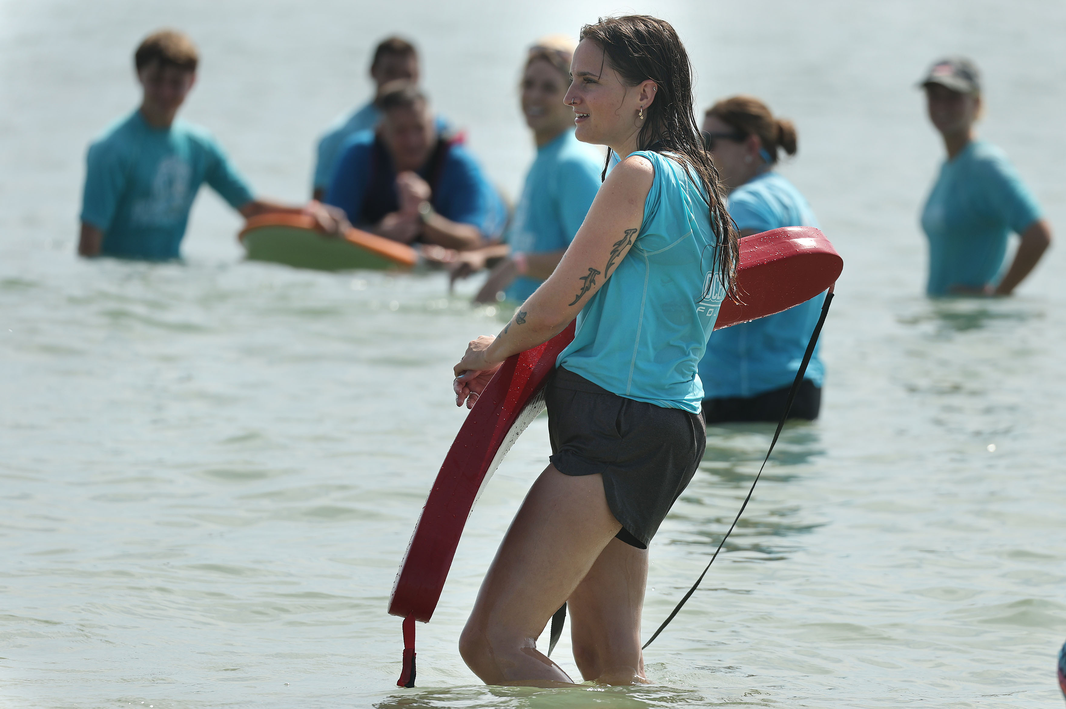 Volunteers keep watch at New Smyrna Beach on Saturday, June...