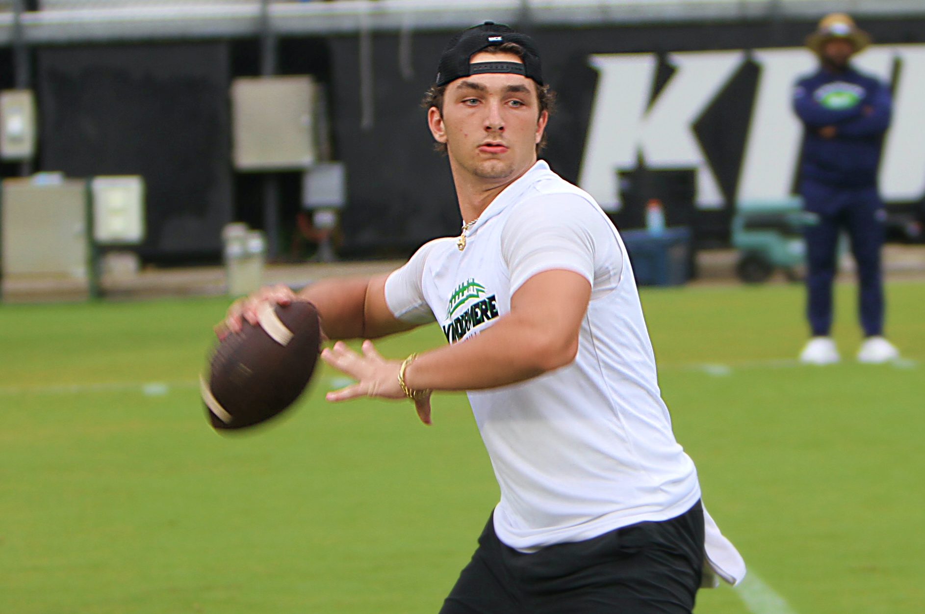 Windermere sophomore quarterback Gianni Rodriguez at the UCF 7on7 Tournament,...