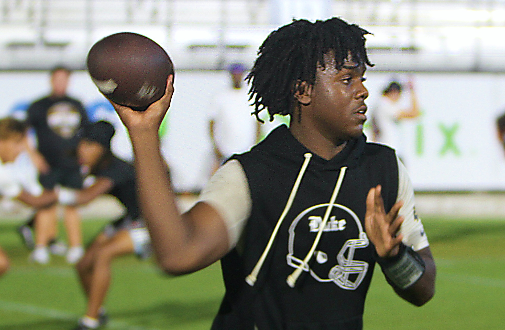 St. Cloud junior quarterback Jeremiah Lattier at the UCF 7on7...