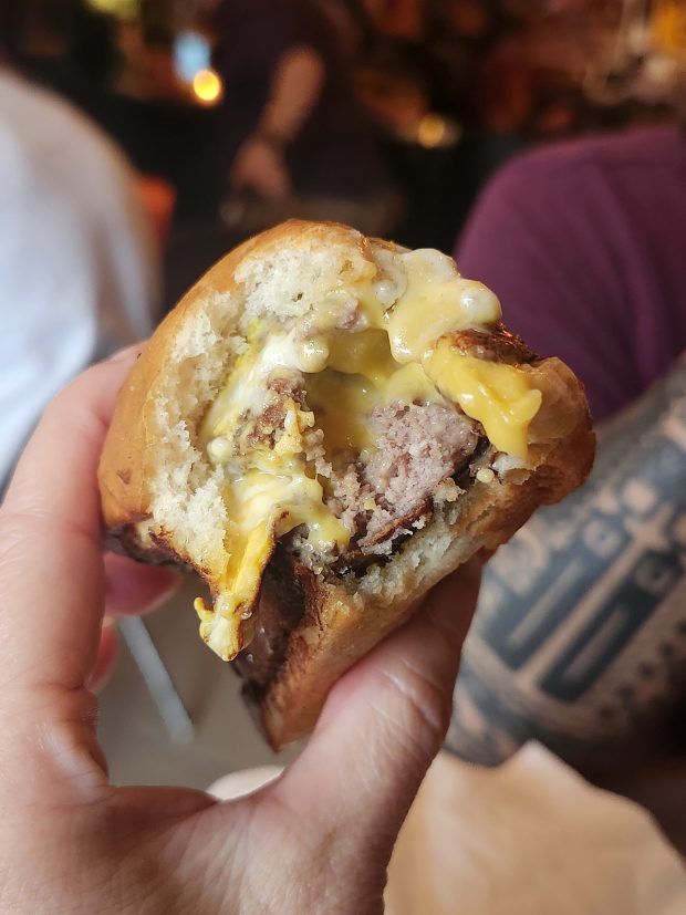 Cheese, bacon, garlic aioli ... it's all here on Nimbuya's Juicy Lucy burger. Definitely one to try. (Amy Drew Thompson/Orlando Sentinel)