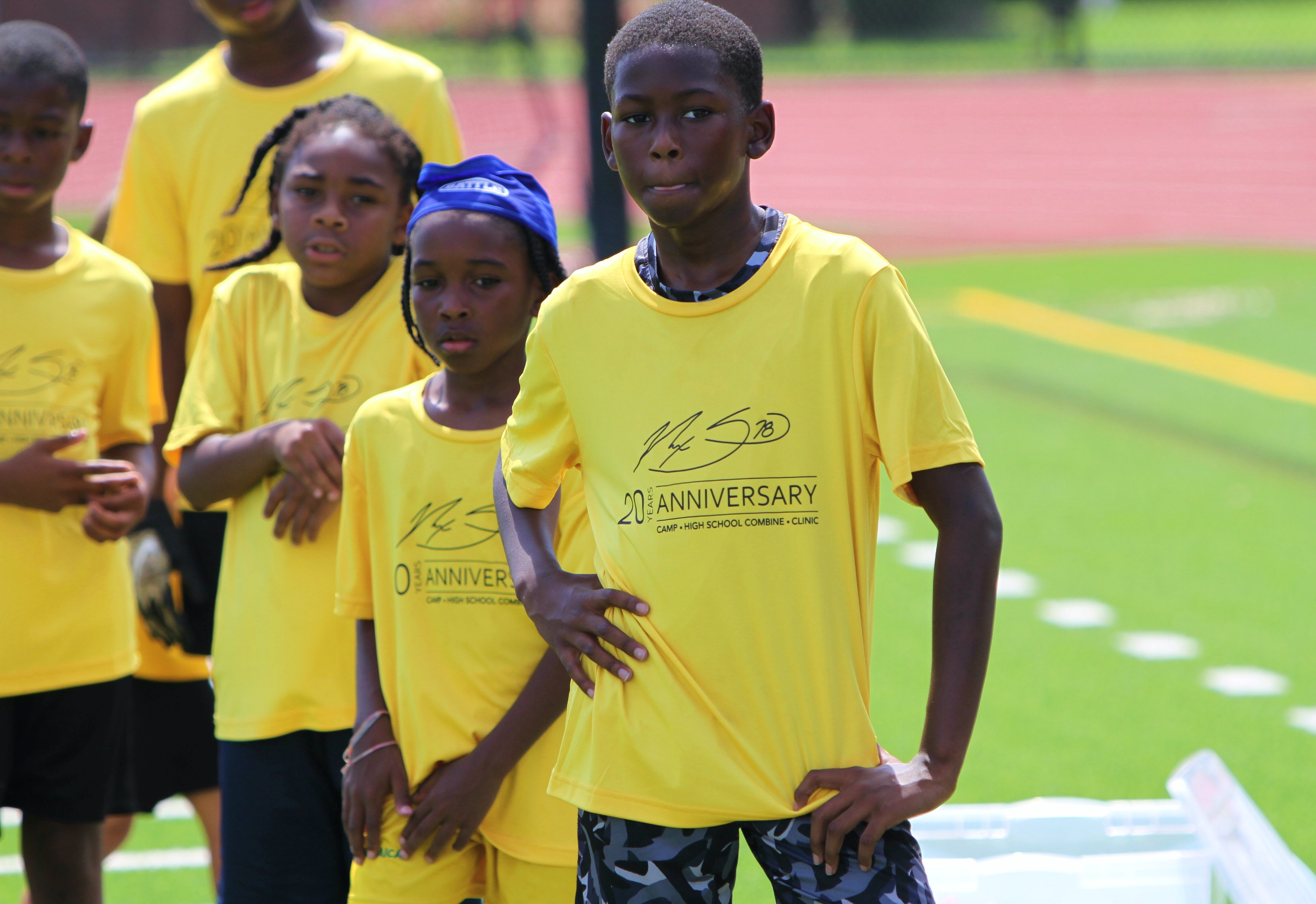 Youngsters go through drills at the 20th Annual Max Starks...
