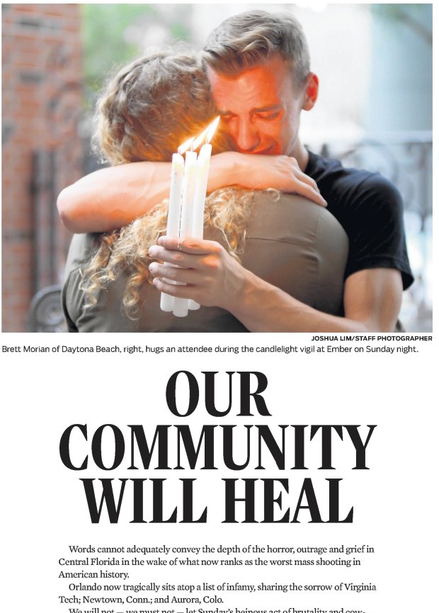 This front-page editorial appeared in the Orlando Sentinel June 13, 2016.