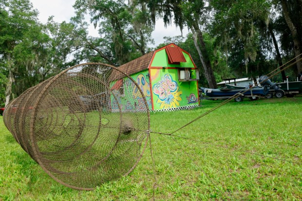 Nets are set out to dry and made ready for the next outing at Sanders Fish House in DeLand on Wednesday, June 24, 2026. (Rich Pope/Orlando Sentinel)