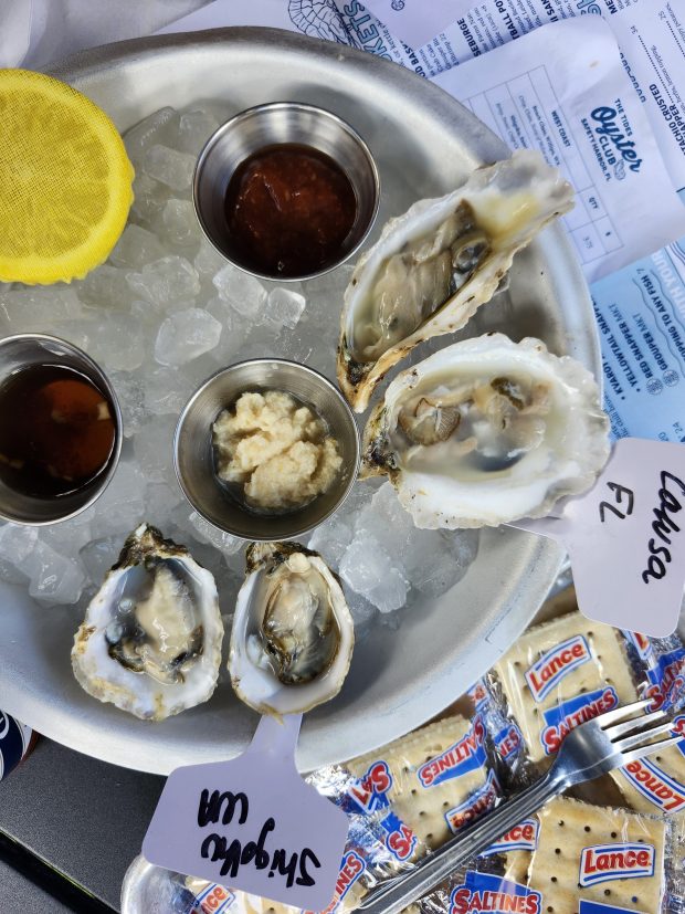 The oyster menu rotates all the time at The Tides Market & Provisions, a Michelin-recommended spot in Safety Harbor. But they offer 1-2 varities for $1 each during their daily happy hour from 4-7 p.m. (Amy Drew Thompson/Orlando Sentinel)