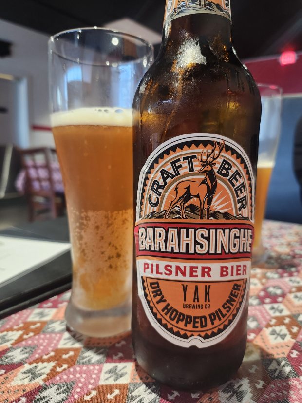 Large format beer from Nepal ($10) makes a great light pilsner pairing to spicy goodies at Tampa's Gorkhali Kitchen. (Amy Drew Thompson/Orlando Sentinel)