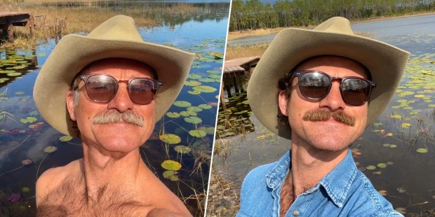 Uncle Pappy is a social media content creator made using a Snapchat filter. His real identity is Blair Carlyle, a 30-year-old Floridian who uses the account to spread messages of positivity and environmental responsibility. (Courtesy of Blair Carlyle)