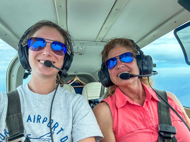 Jemayla Nelsonwood, left, flies with Doralisa Sherrod to practice for the all-female Air Race Classic event. (Courtesy of Jemayla Nelsonwood)