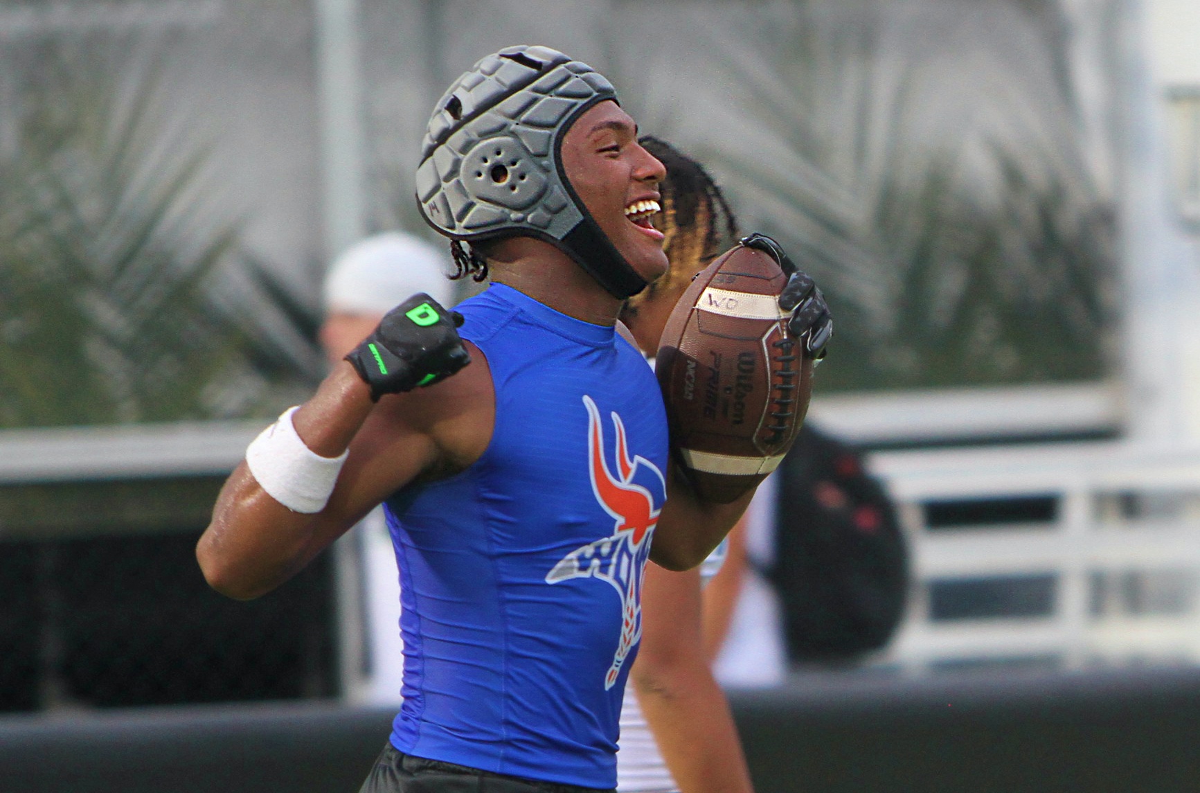 West Orange senior receiver Yuto Johnson celebrates a touchdown at...