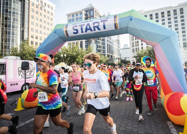 Hundreds begin the 9th Annual CommUNITY Rainbow Run to honor the 49 angels, their families, the survivors, first responders and all those impacted following the Pulse tragedy at City Hall in Orlando, Fla., Saturday, June 7, 2025. (Orlando Sentinel file)