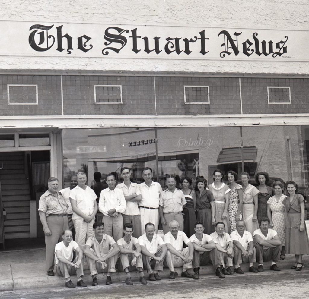 The bustling journalistic endeavors of The Stuart News (circa 1950). Photo courtesy of Martin Digital History