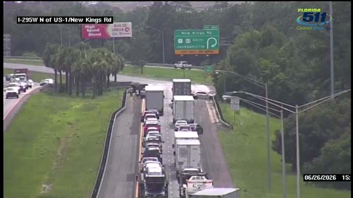 Traffic Alert: All lanes closed after crash on I-295 at New Kings Road