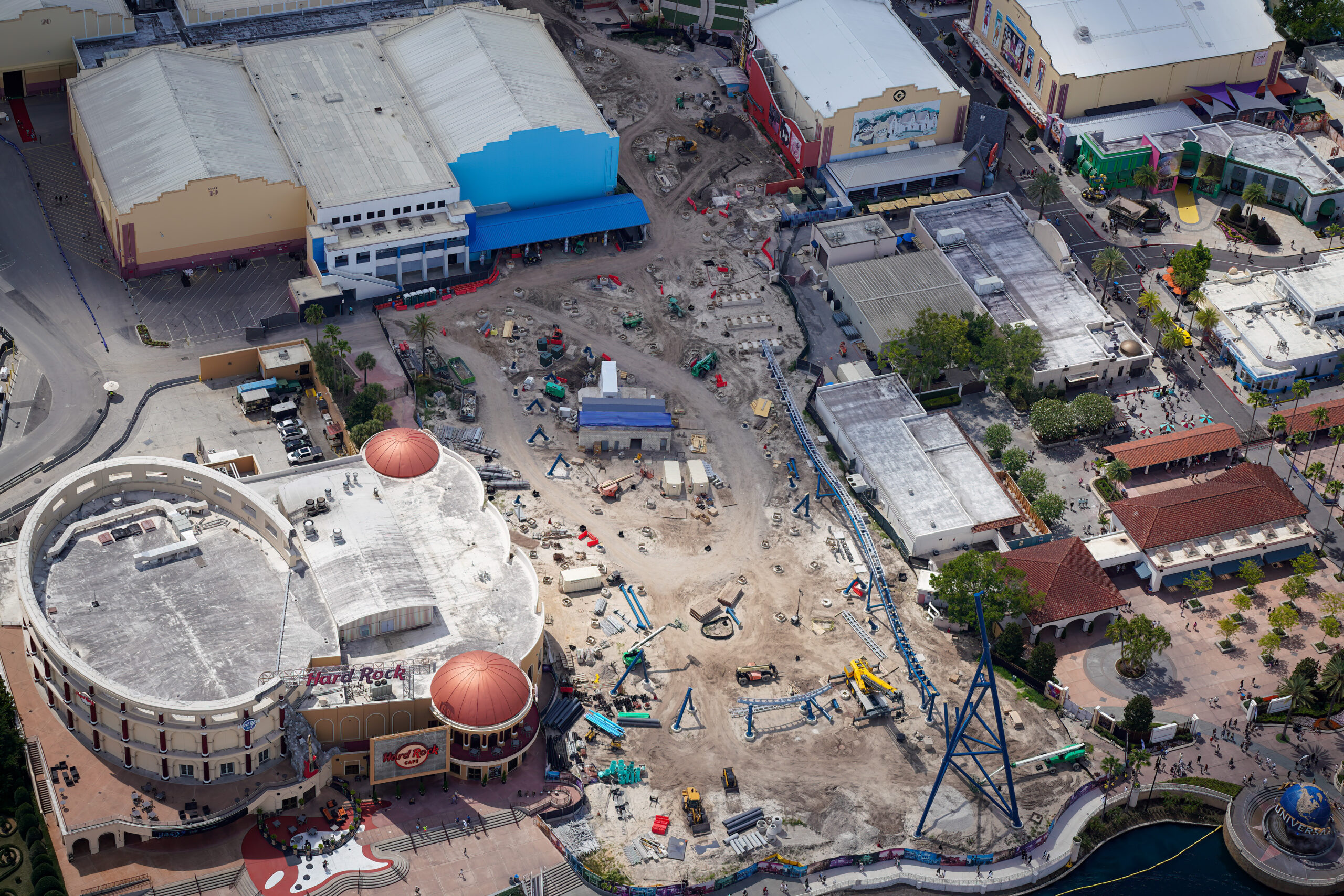 Crews are working at a steady pace throughout the Fast and Furious: Hollywood Drift coaster at Universal Studios Florida, as seen in new photos by photographer @bioreconstruct on X.