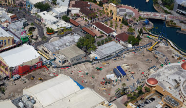 Crews are working at a steady pace throughout the Fast and Furious: Hollywood Drift coaster at Universal Studios Florida, as seen in new photos by photographer @bioreconstruct on X.