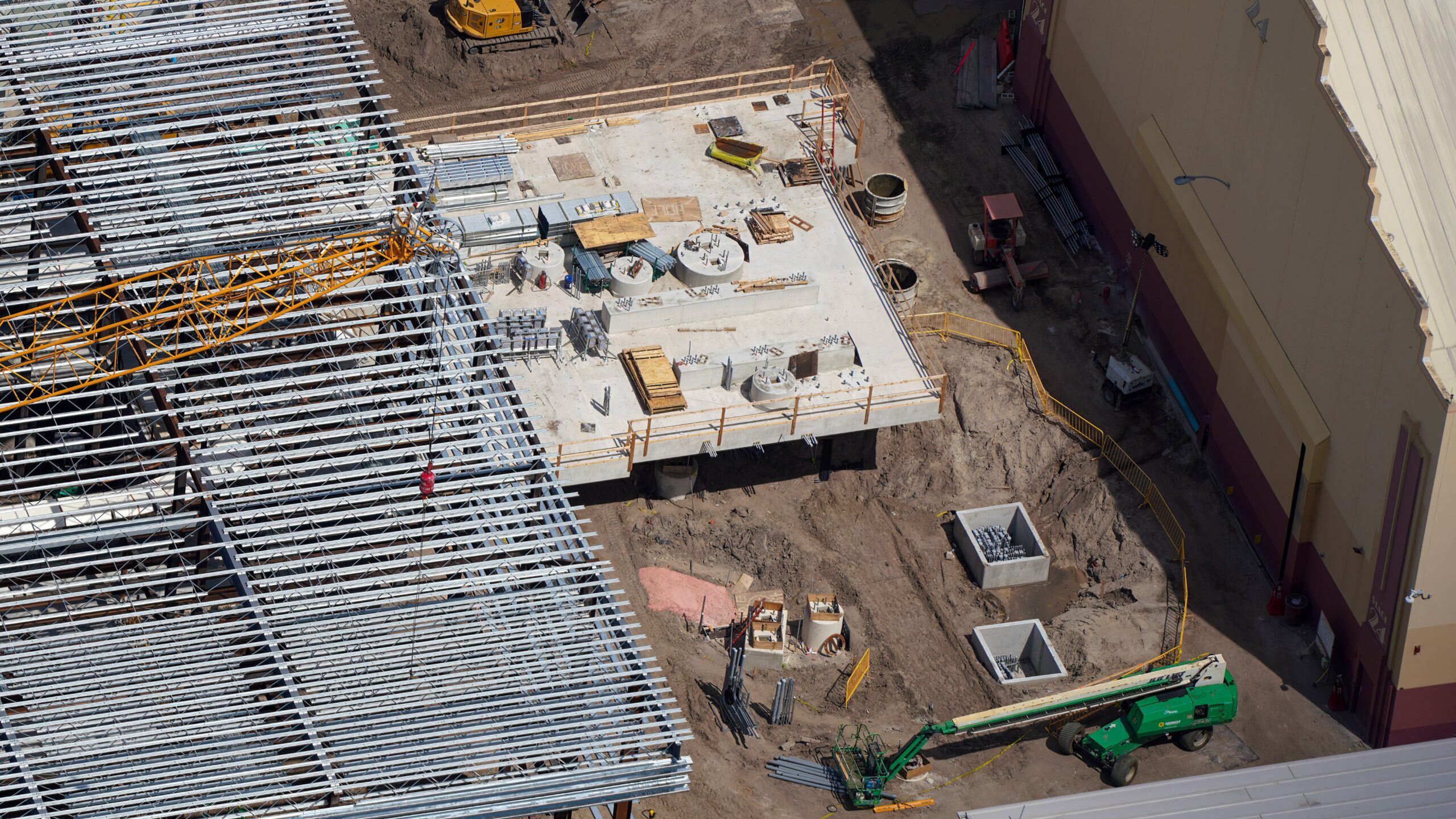 Crews are working at a steady pace throughout the Fast and Furious: Hollywood Drift coaster at Universal Studios Florida, as seen in new photos by photographer @bioreconstruct on X.