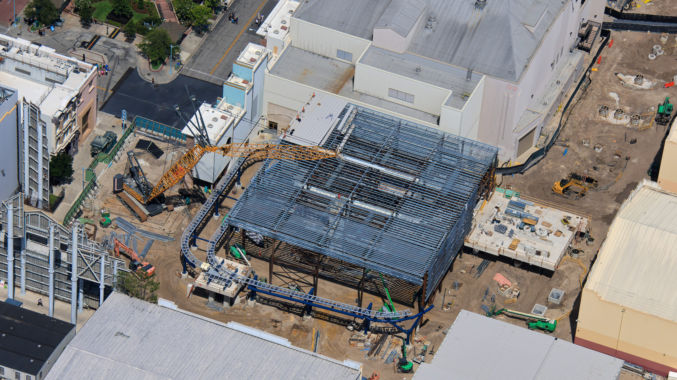 Crews are working at a steady pace throughout the Fast and Furious: Hollywood Drift coaster at Universal Studios Florida, as seen in new photos by photographer @bioreconstruct on X.