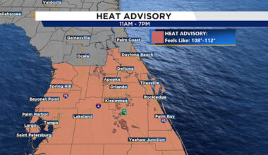Heat advisory in place as strong afternoon storms develop across Central Florida