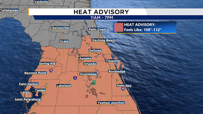 Heat advisory in place as strong afternoon storms develop across Central Florida