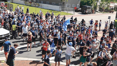 Scotland's Tartan Army in Miami's Little Havana, Marlins game