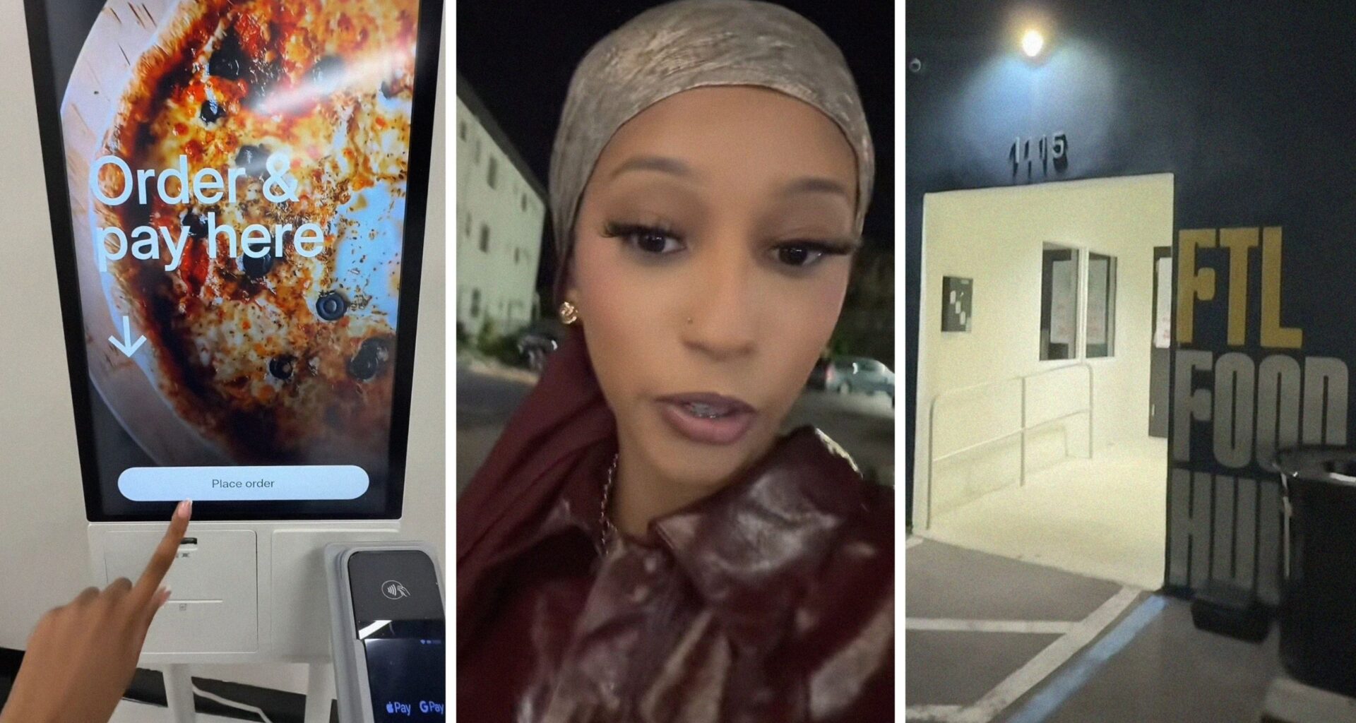 food ordering station (l) Woman finds ‘secret’ Fort Lauderdale restaurant (c) FTL Food restaurant entrance (r)