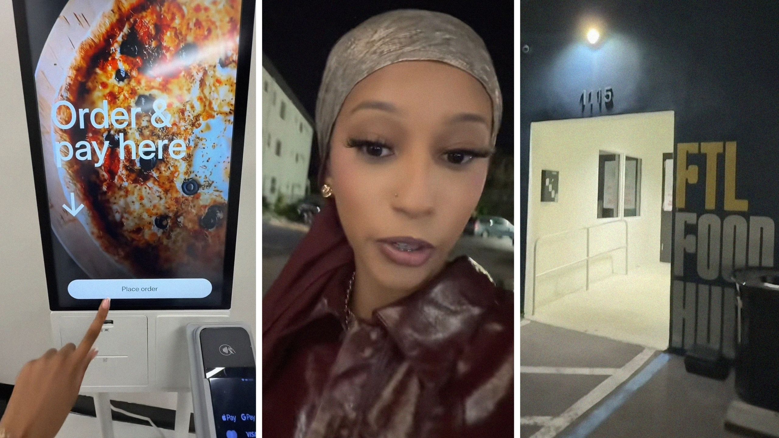 food ordering station (l) Woman finds ‘secret’ Fort Lauderdale restaurant (c) FTL Food restaurant entrance (r)