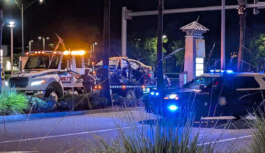 Marked FHP patrol vehicle badly damaged in overnight crash near Duval-Clay line