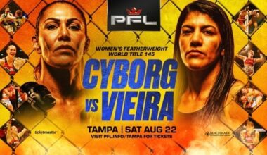MMA GREAT CRIS CYBORG’S RETIREMENT FIGHT SET AS PROFESSIONAL FIGHTERS LEAGUE ANNOUNCES PFL TAMPA PRESENTED BY VISIT ST. PETE-CLEARWATER ON AUGUST 22 AT BENCHMARK INTERNATIONAL ARENA AGAINST KETLEN VIEIRA thumbnail