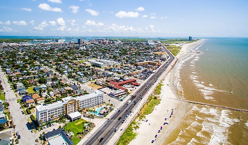 Beachfront in Galveston, Texas.