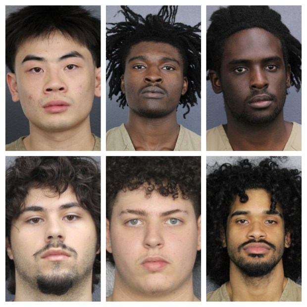 From left to right on the top row shown are: Justin Le Phihoang, Amari Hill and Marikevies McNichols. From left to right on the bottom row shown are: Anthony Hernandez, Saul Fajardo and Weilen Hernandez. (Broward Sheriff's Office/Courtesy)