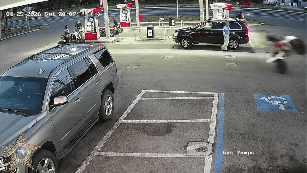 The Lee County Sheriff’s Office says the incident dates back to late April, when deputies were called to a gas station along Palm Beach Boulevard after reports of a large illegal gathering. By the time deputies arrived, the crowd had already dispersed. (Lee County Sheriff's Office)