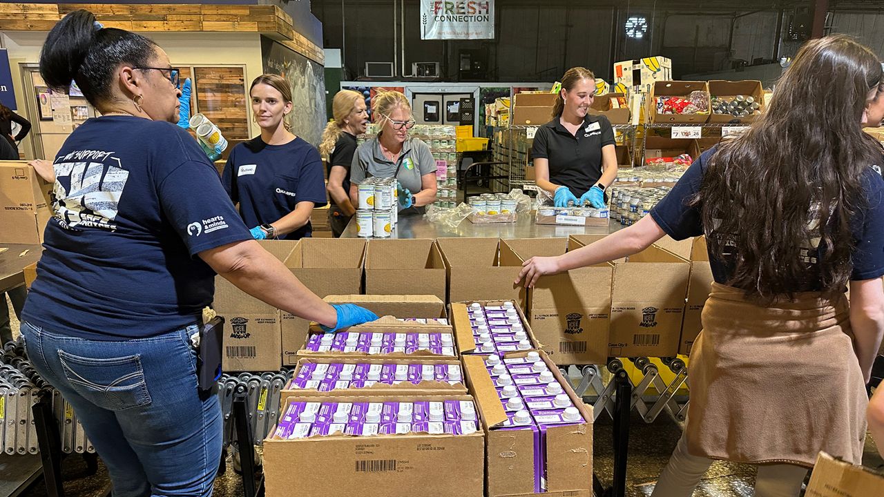 To help meet the growing need, Feeding Tampa Bay is receiving a major donation of 40,000 pounds of shelf-stable food. (Spectrum News image)
