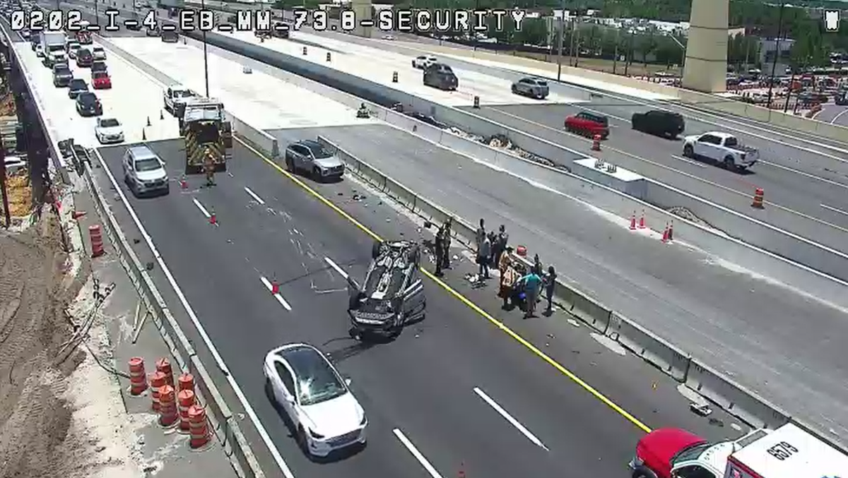 I-4 eastbound shutdown in Doctor Phillips due to flipped vehicle