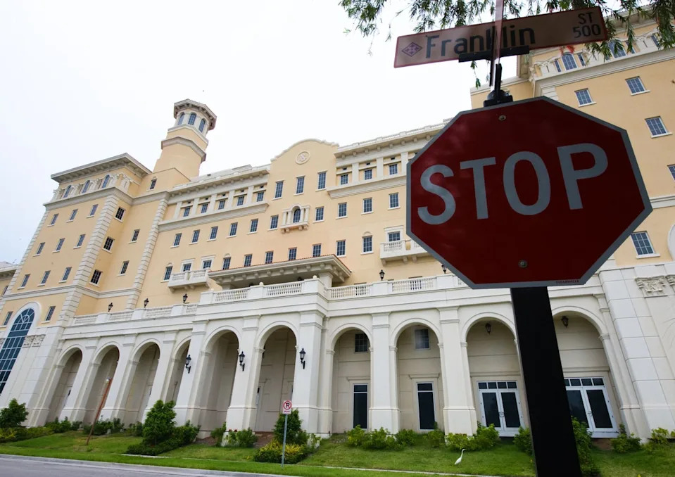 Officials in Clearwater, Florida, approved a Church of Scientology request to vacate a downtown avenue so it can erect L. Ron Hubbard Hall. The move sparked pushback from some local residents. Pictured here is the church's Flag Building in Clearwater (AFP/Getty)